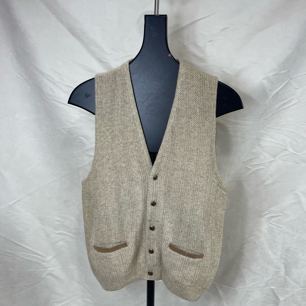 Vtg Puritan tan wool blend sweater vest sz L